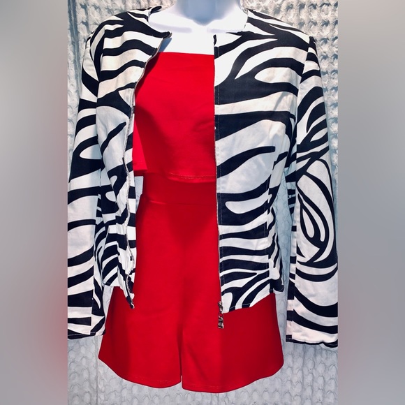 Cute Vintage Zebra Print Zip-Up Jacket/Blazer - Picture 2 of 7